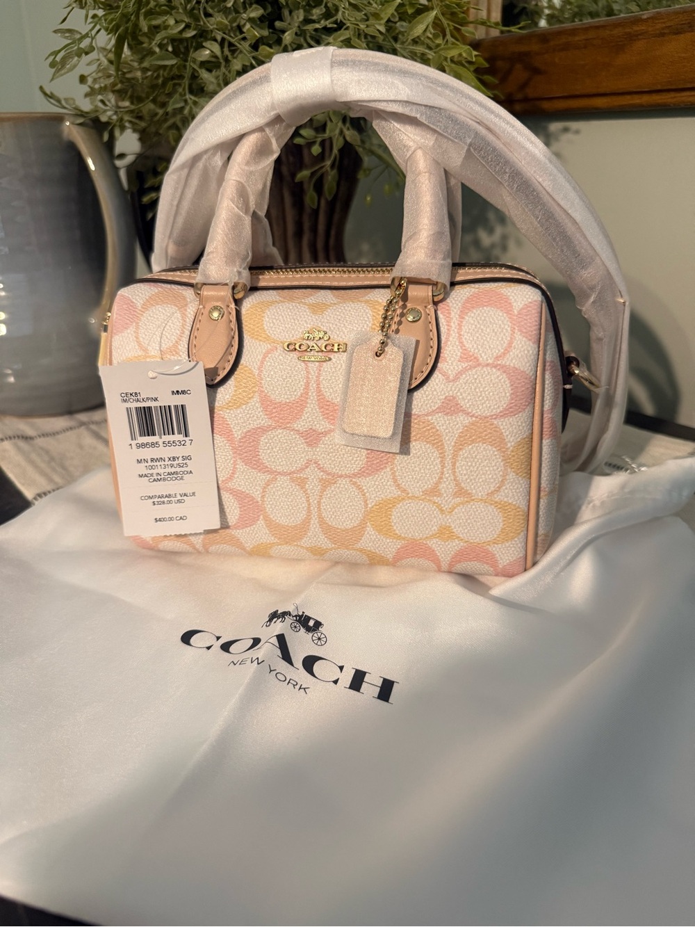 Coach Pink Peach Signature Mini Satchel